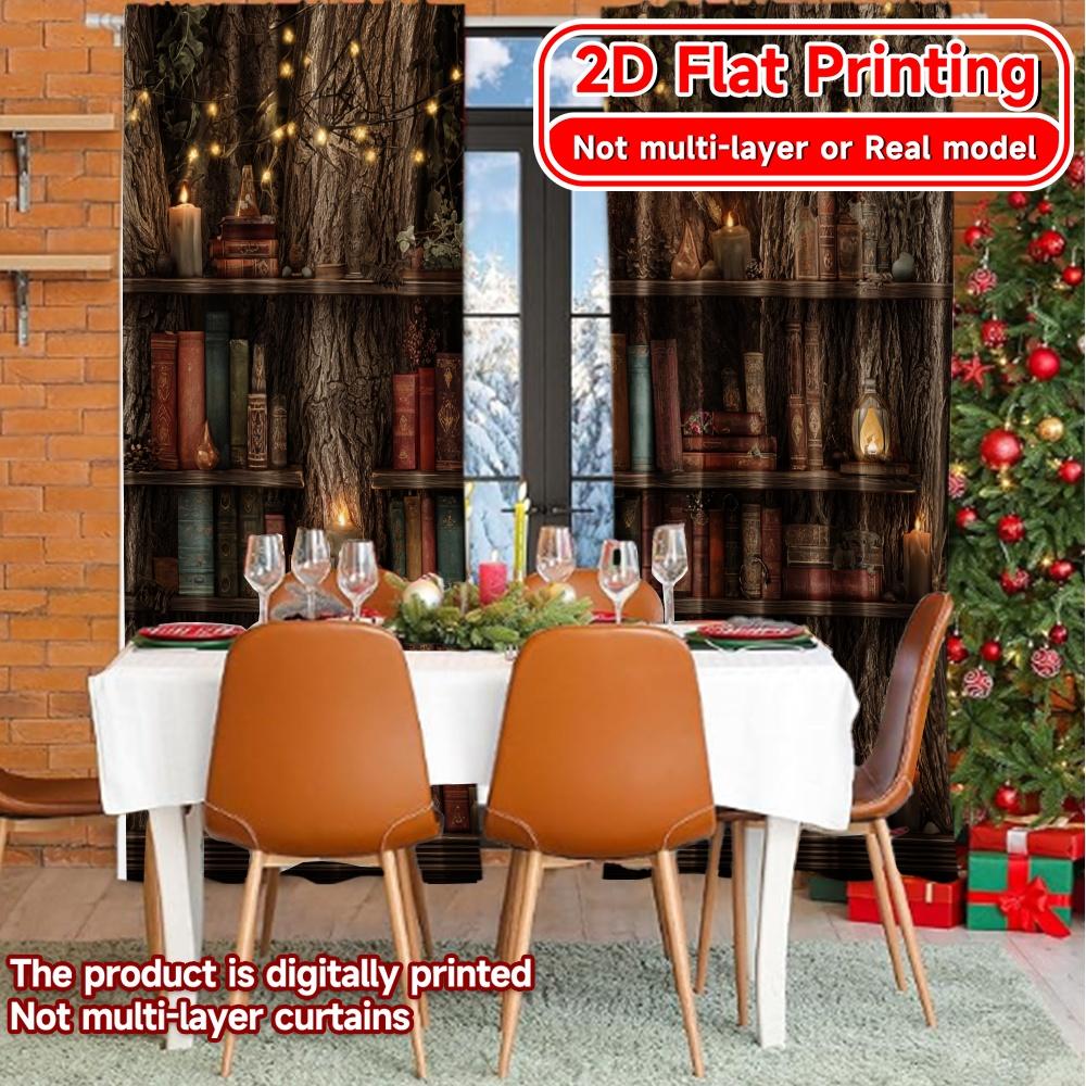 Set Of 2 Flat Printing Enchanted Bibliotheque Curtain Fabric Versatile Curtains Gifts Bedroom Living Room Modern Made Polyester Sitting Window