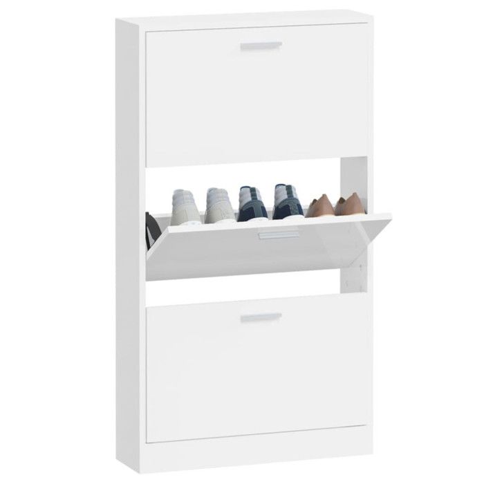 VidaXL Armoire à chaussure Blanc brillant 59x17x108 cm Bois ingénierie 342530