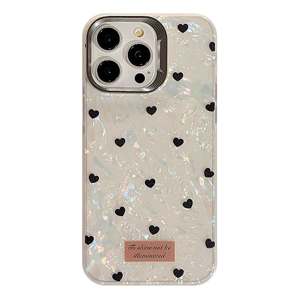 High End Shell Pattern Love Apple 14 Mobile Phone Case 13 Simple Iphone15promax Suitable for 11 Anti Fall Hard