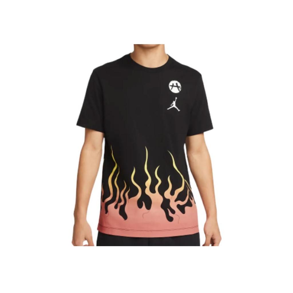 Jordan Brand Flame Logo Print Short Sleeve T-Shirt Men Tops Black DV3132-010