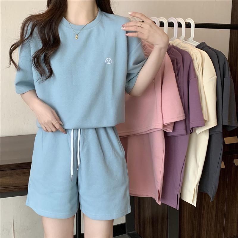 Women's Piqué Cotton Embroidered Sports Suit: Summer Lightweight, Fashionable, Loose-Fit Two-Piece In Large Sizes, Southeast Asia Style