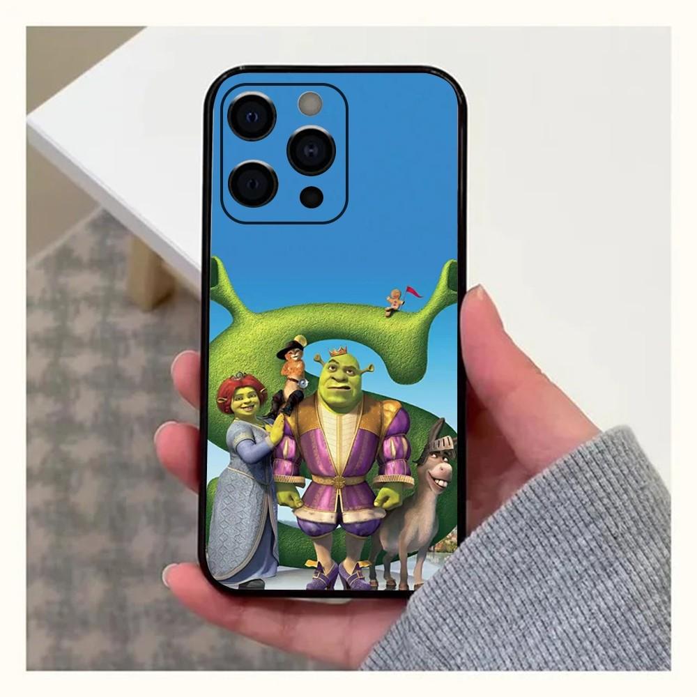 Vtipný kreslený obal na telefon S-Shreks Movi pro Apple iPhone 15,14,13,12,11,Pro,X,XS,Max,XR,Plus,Mini Měkký černý kryt