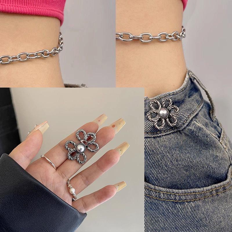 Adjustable Hook-and-Eye Waist-Cincher for Clothing and Pants