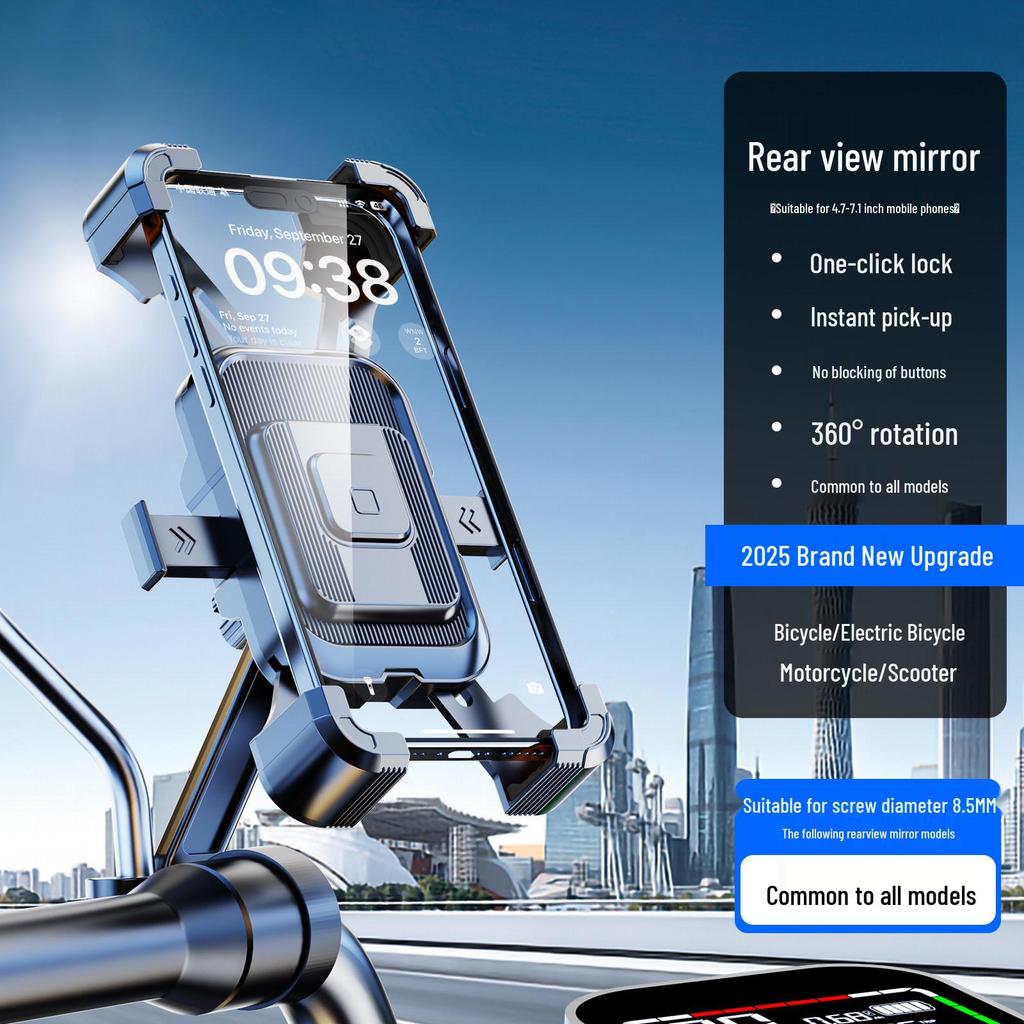 Electric Vehicle & Motorcycle Phone Holder - Shockproof Anti-Shake Mount for Navigation & Food Delivery Riding