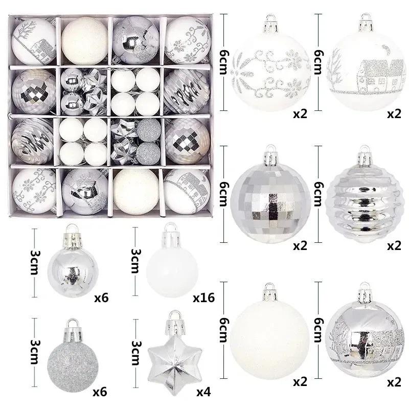 44Pcs Christmas Ball Ornaments 3-6cm shatterproof Christmas Hanging Ball Christmas Tree Decoration Home Party 2026 New Year Gift