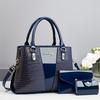 3-teiliges Elegantes PU Handtaschen-Set, Krokodilmuster Große Kapazität Umhängetasche mit Münzfach und Kartenhalter, Geprägte Tragetasche