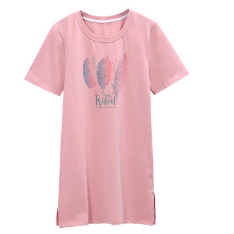 Tricou de vară pentru femei, imprimat, de lungime medie, casual, cu mâneci scurte