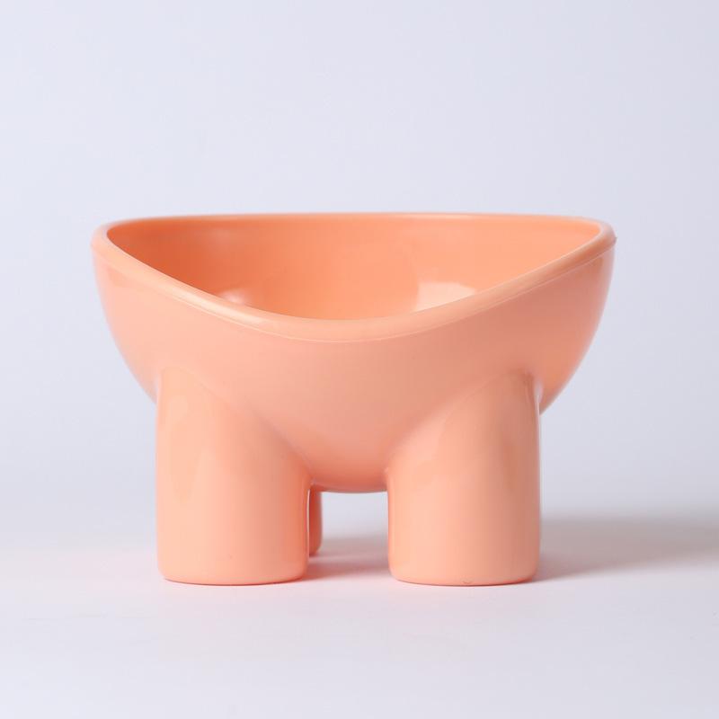 Pet Supplies Macaron Colored Elephant Leg Bowl, Neck Protection, Slanted Mouth Cat Basin, Anti Tipping Plastic Pet Bowl