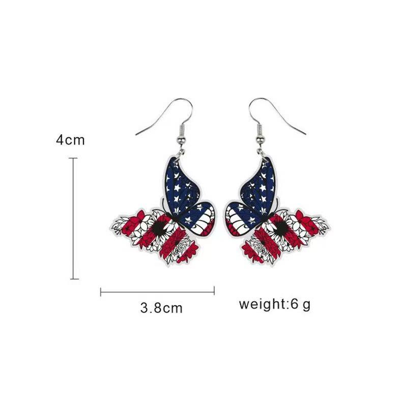 European Handmade USA Independence Day Earrings with Butterfly, Unicorn, Smiley Face, Star, and Woman Head Designs