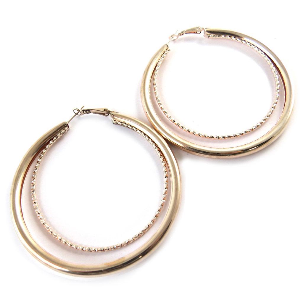 Les Trésors De Lily [N9342] - Créoles 'Chorégraphie' doré rosé - Ø 68 mm 6 mm