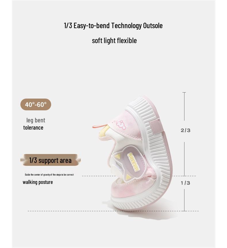 ABCkids 2026 Spring Velcro Sneakers for Girls - Pink & White, Sizes for Medium & Large Children