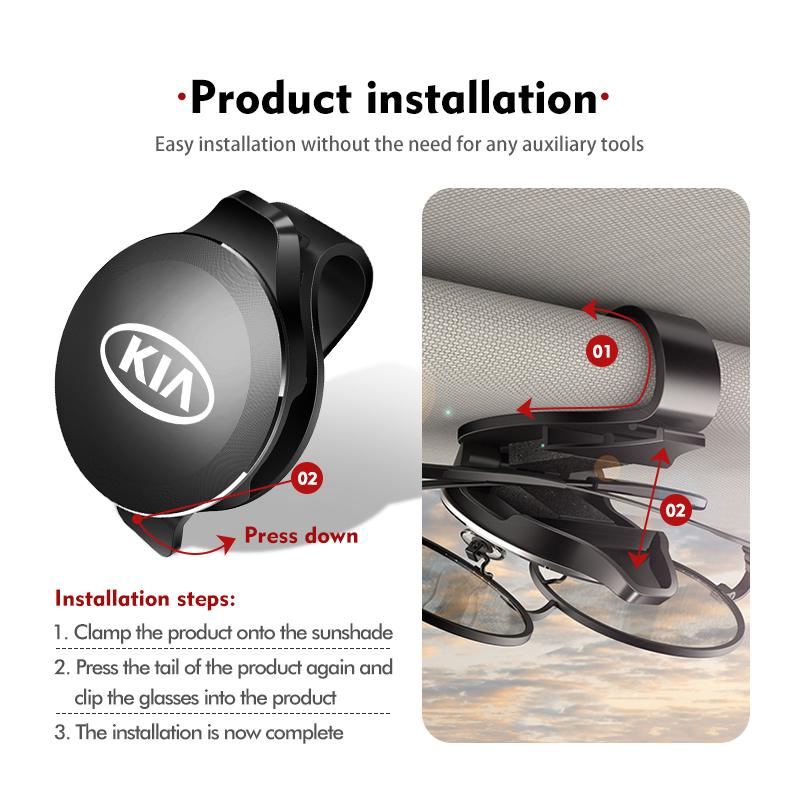 AAOH1 For KIA Car Logo Visor Eyeglasses Holder Glasses Storage Clip Auto Accessories Cerato Proceed Venga Stonic Picanto Sorento