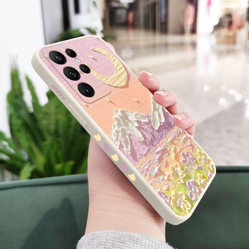 Oil Flowers Phone Case For Samsung Galaxy S25FE S24 S23 S22 S21 S20 Ultra Plus FE S10 S9 S10E Note 20 Ultra 10 9 Plus Cover