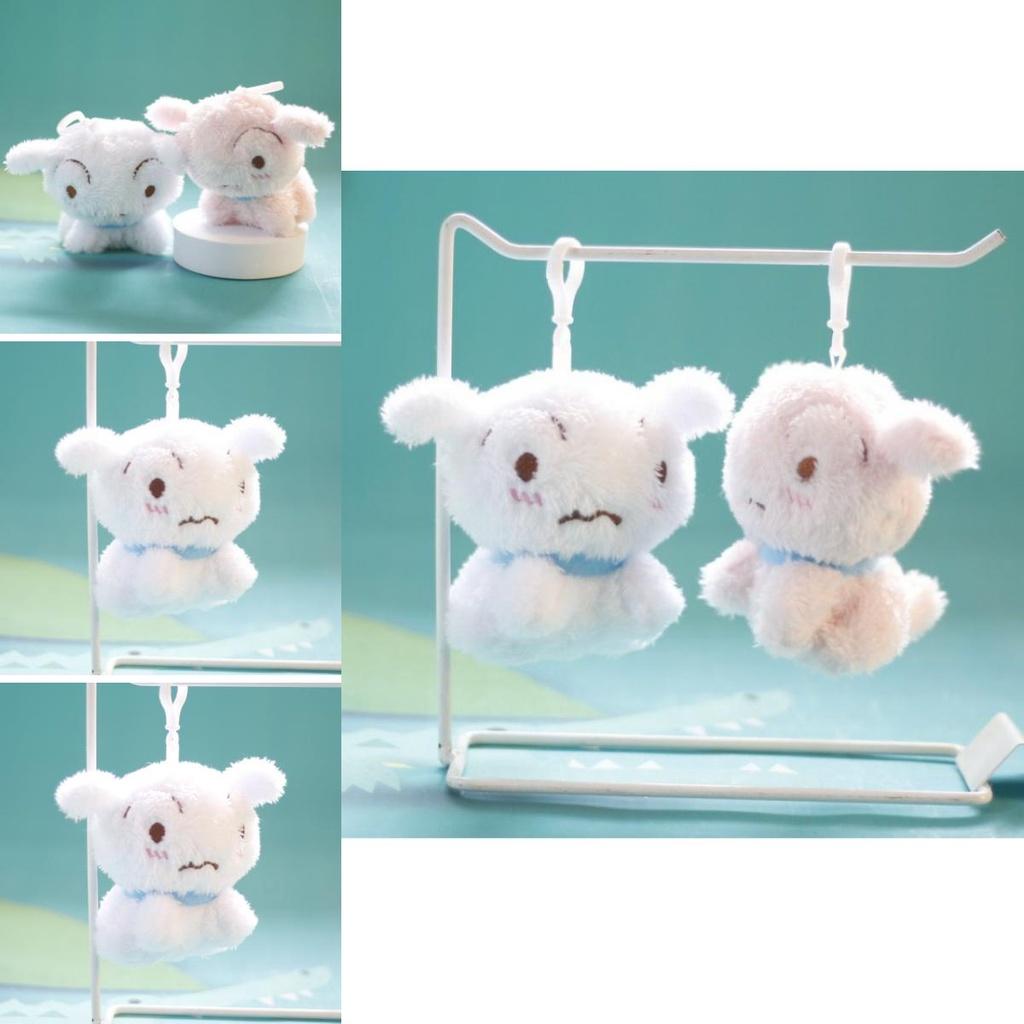 Popular Dog Plush Pendant Keychain Soft Pp Cotton Filling White/pink 12cm Size