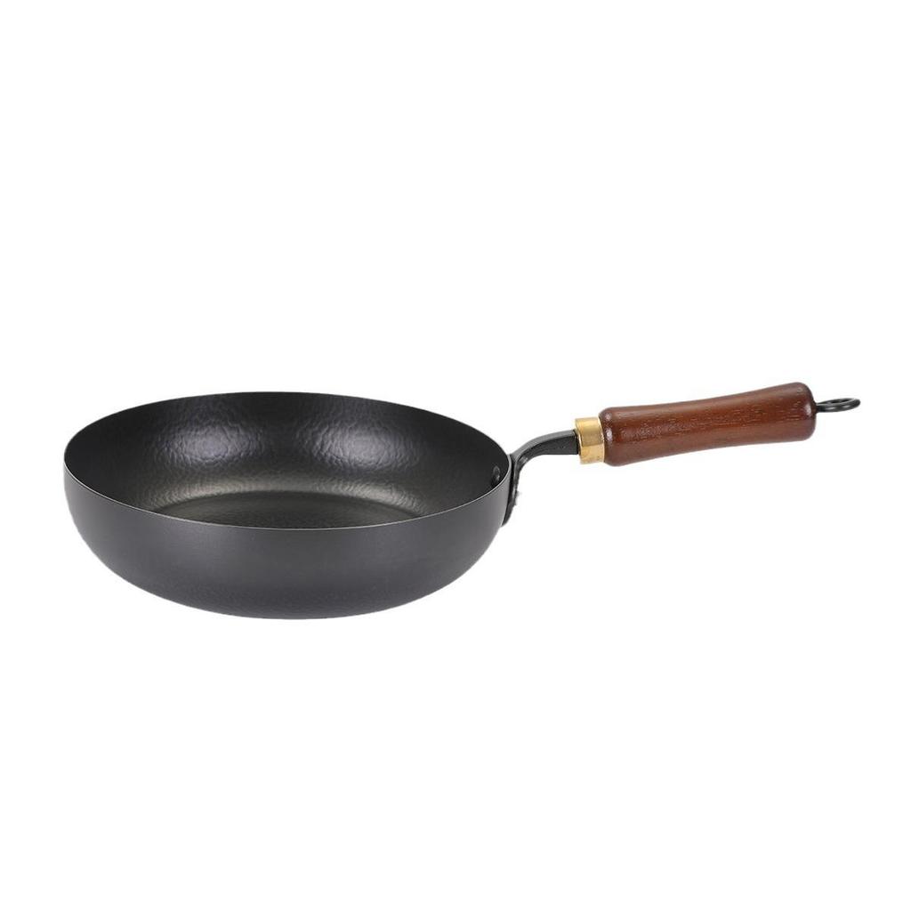 **Hand-Forged Non-Stick Zhangqiu Iron Frying Pan with Thick Flat Bottom**