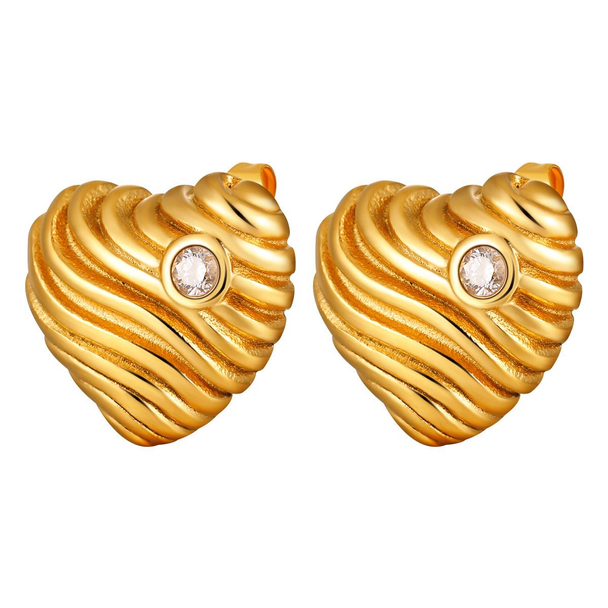 Серьги-гвоздики из титановой стали с неровной полоской, 18 карат золота, для женщин - Высококачественная мода в европейском и американском стиле