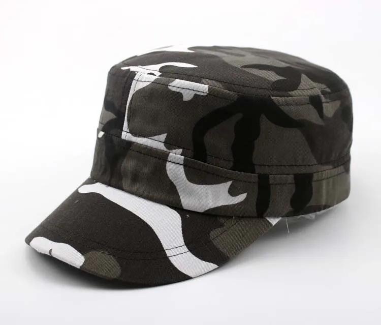 Neue verstellbare flache Oberseite Camouflage Hut Outdoor Sports Sonnenschutz Hut Sonnenschutz Baseball Cap Wanderkappe Militärische Trainingskappe