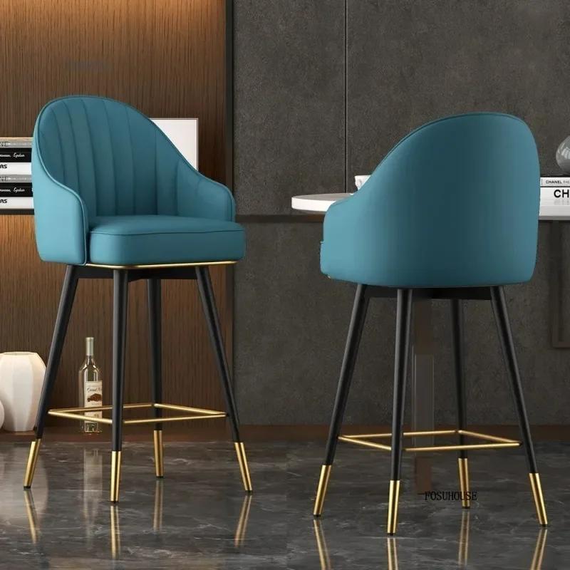 For Modern Minimalist Living Room High Bar Chairs Home Furniture Restaurant Bar Stool Hotel Swivel Backrest Armchair P L
