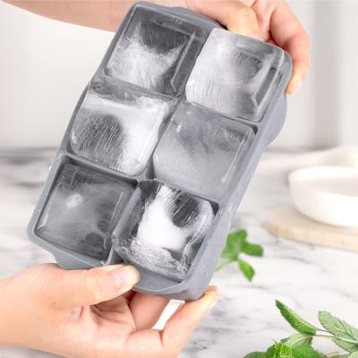 Silikon Eisform 6 Fächer Eiswürfelbehälter Groß Whiskey Eiskugel Maker Bar Küchenwerkzeuge Sommer Gadget BPA-frei Eiswürfelform mit Deckel