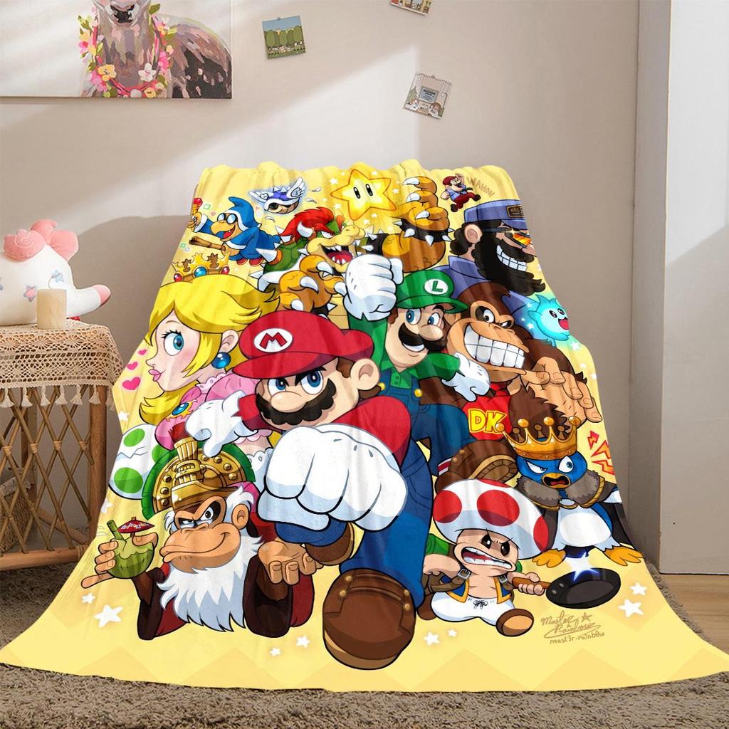 Super Mario Soft Flannel Blanket Lightweight Cozy Microfiber Blanket for Couch Bed Machine Washable LXR91