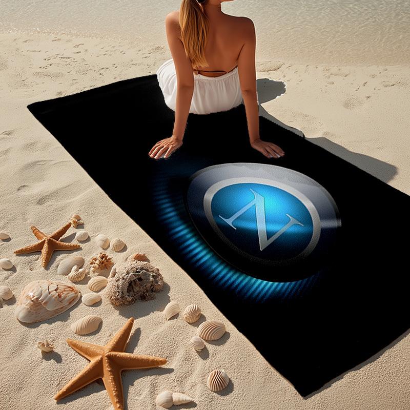 1 Stück Elektrisch Blaues Napoli Logo Strandtuch - Weiche, Saugfähige Mikrofaser, Leicht, Ideal für den Strand, Partys, Reisen, Camping Fan-Geschenke