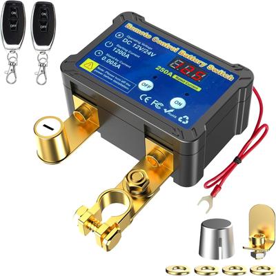 Remote Battery Disconnect Switch 12V, 240A, Upgrade Smart Voltage Car Kill Switch Anti-Theft, Prevent Battery Drain, For Car, Truck, RV
