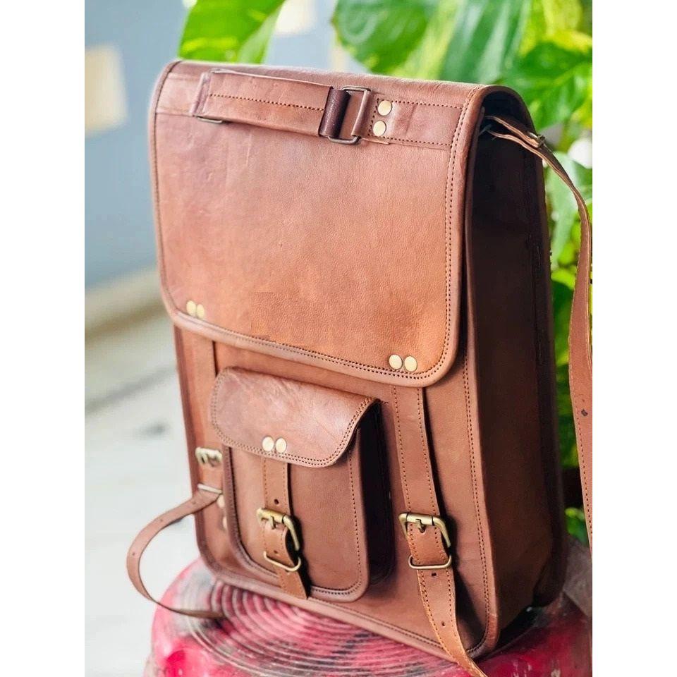 Safe Leather Vintage Laptop Messenger Bag Satchel Handmade Men's Genuine