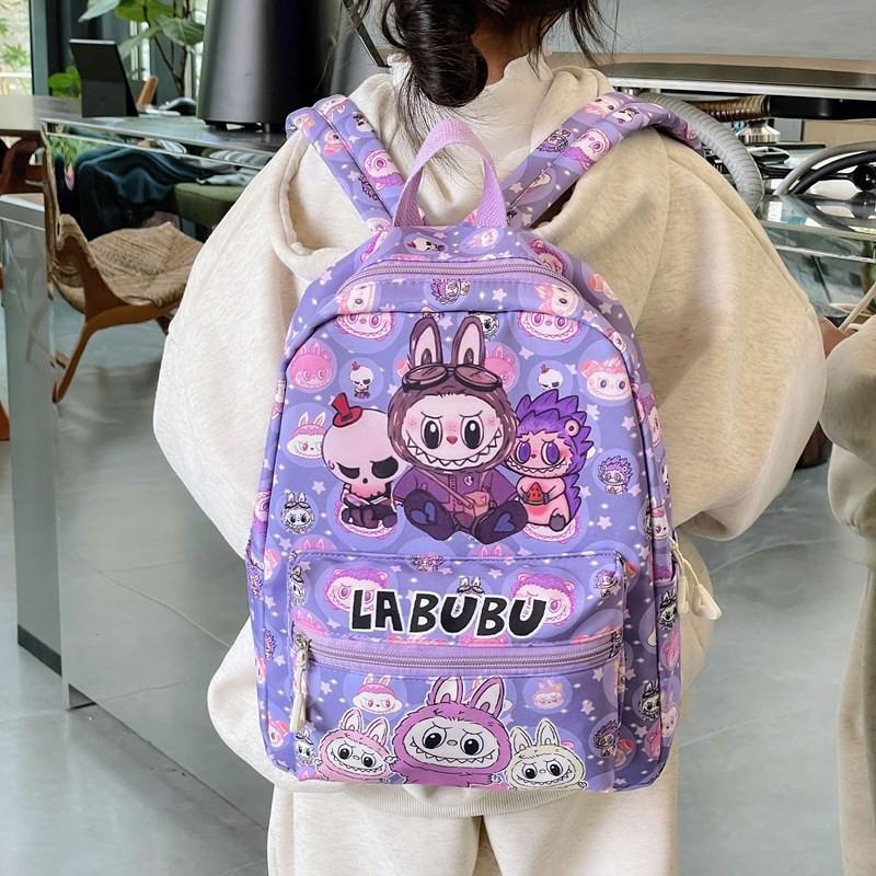 Adorable Labubu Cartoon Kids Backpack Lightweight Nylon Design For Ages Two To Six