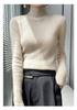 Korean Style Slim Fit Ribbed Knit Sweater - Women's Long Sleeve Half High Collar