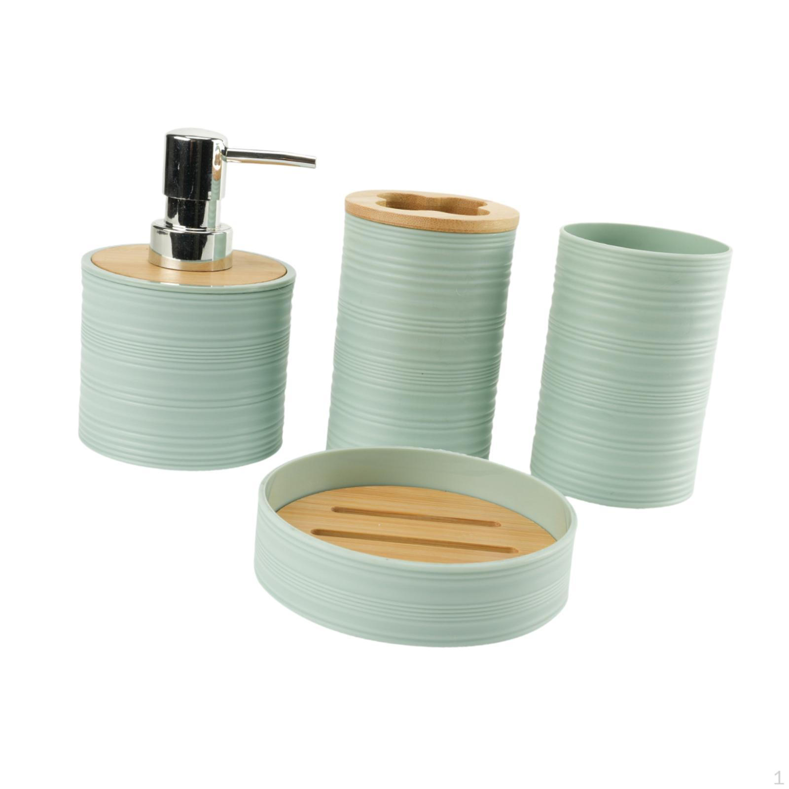 

Набор из 4 предметов для ванной комнаты, декор для мыльницы, держатель для зубных щеток, аксессуары зелёный