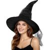Mesh Yarn Cover Halloween Witch Hat With Veil Masquerade Cap Cosplay Accessories  Masquerade Ball