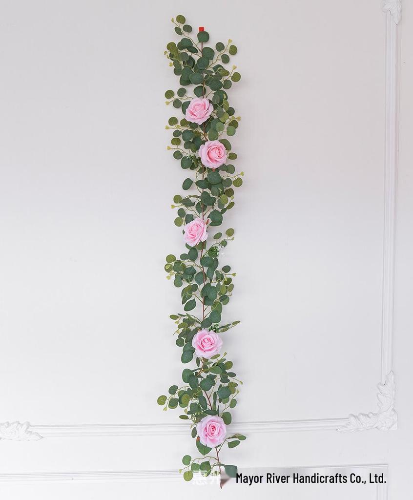 Artificial Eucalyptus Leaf and Rose Vine Home Decoration 