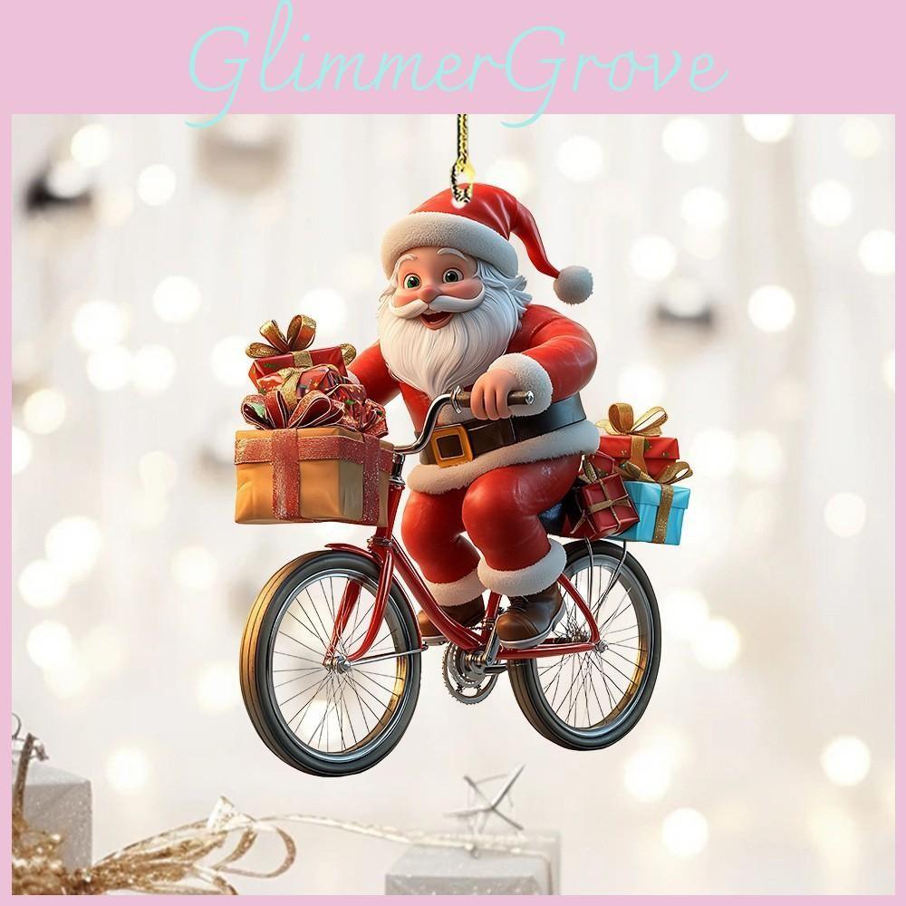Claus Rides Santa Bike Decor Acrylic Pendant For Christmas Enhancement Interior