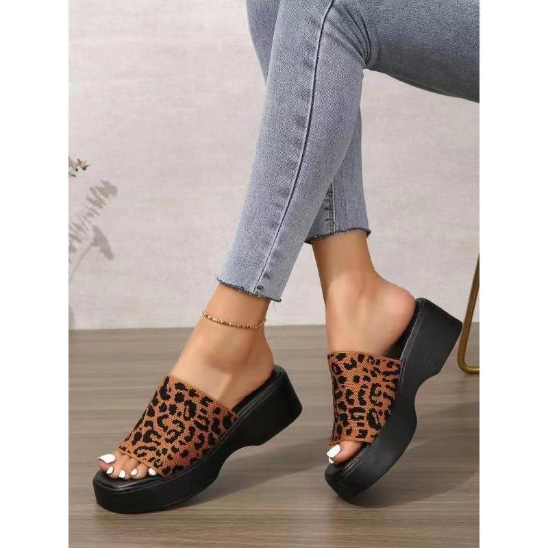 Womens One Band Wedge Platform Solid Color Slippers Plus Size Square Toe Outdoor Wear Sandals