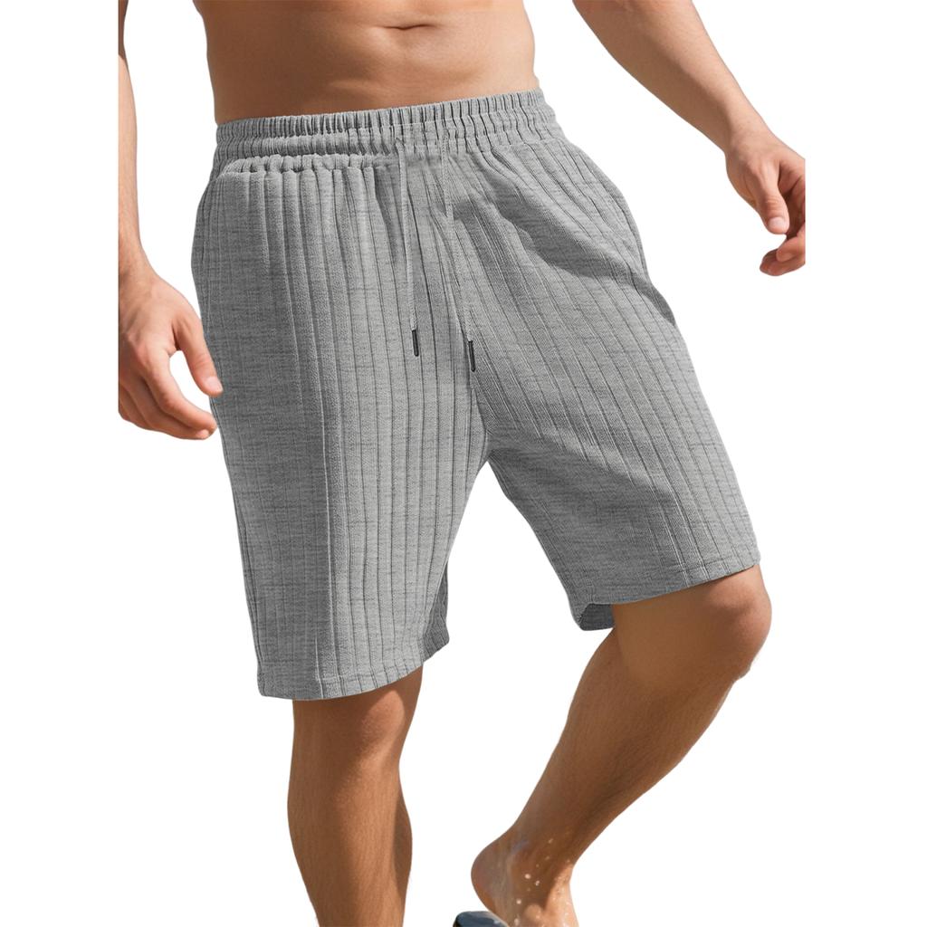 Men's Multi-pocket Sport Shorts With Drawstring And Striped Beach Pants