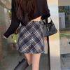 Wool Plaid A-line Mini Skirt - Women's 2025 Autumn/Winter Retro High-Waisted Hip-Hugging Style