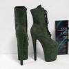 20CM Stiletto Suede Sexy Round Toe Pole Dance Boots - Platform Nightclub Model High Heels for Plus Size
