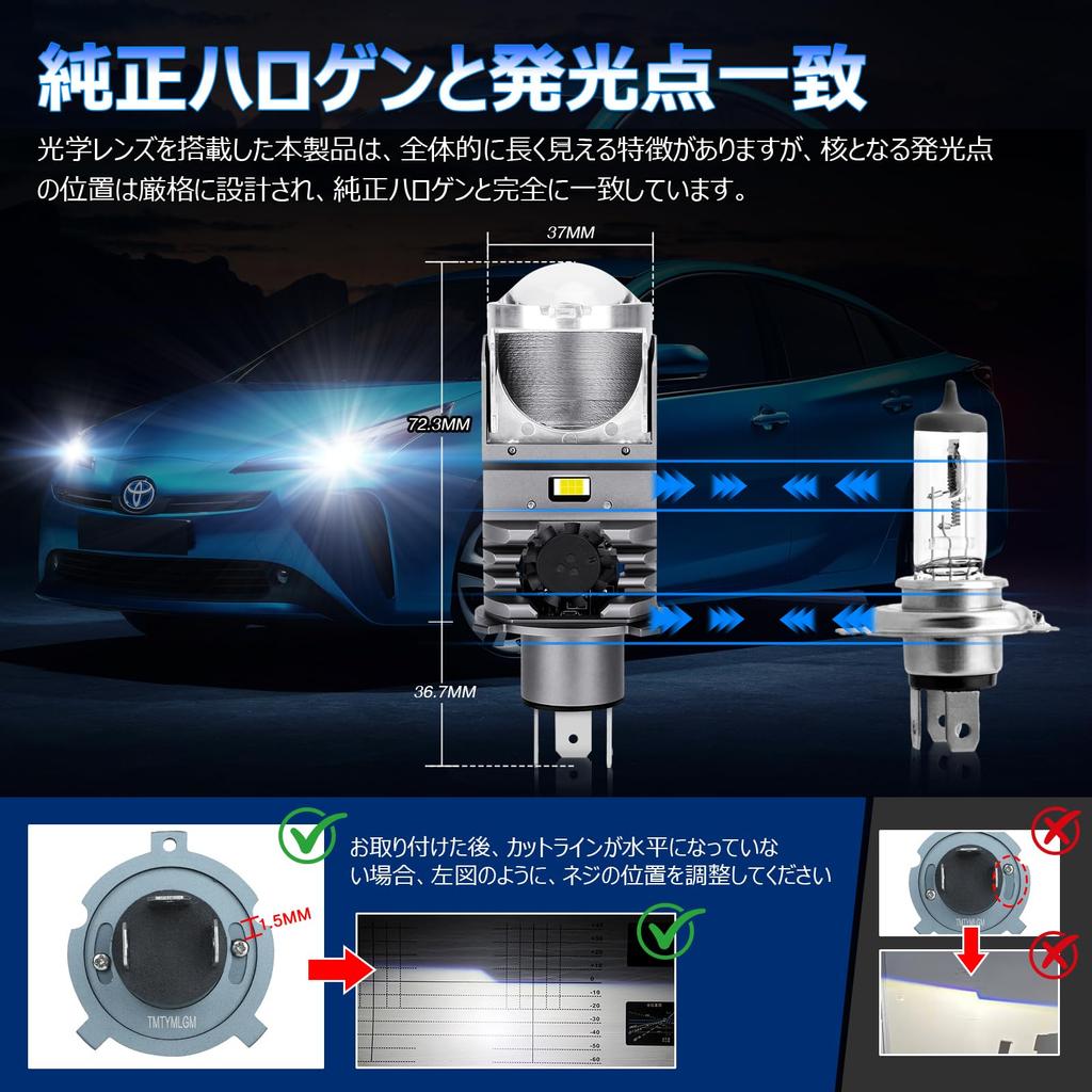 Opplight H4 LED Super H19 LED Genuine Meets New Vehicle Inspection LED Instant Quiet Cooling Noise LED Headlights for DC12V Set of 2 Headlights,