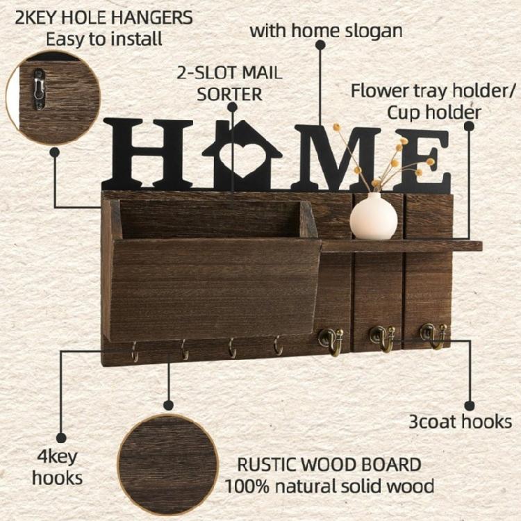 Wandmontierter Schlüsselständer und Briefhalter Dekorative Schlüsselaufhängung Platzsparend Mantel- und Leinenhaken Mehrzweck-Wandorganizer