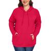 Women's  Casual Large Sized Long Sleeved Hooded Solid Color Sweatshirt