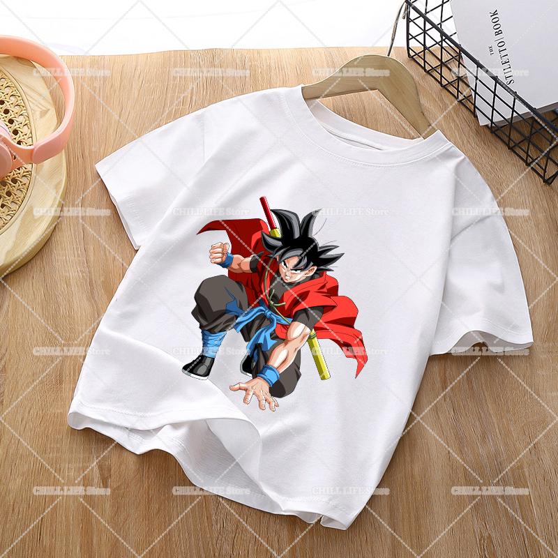 Anime Dragons Ball Children TShirts Cartoon Son Goku Short Sleeves Top Girl Boy Summer Crew Neck Tee Shirts Casual Kids Clothes
