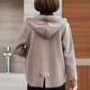 Mom's Spring & Autumn Hooded Wool Cardigan: 2025 Fashionable Short Knit Coat for Middle-Aged Women with Pockets.