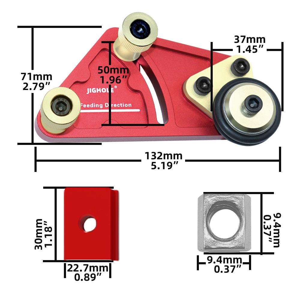 Adjustable Roller Featherboard for Table Saw Feeder, Polyurethane Woodworking Safety Tool Kit Versatile Pushing Device for Rail
