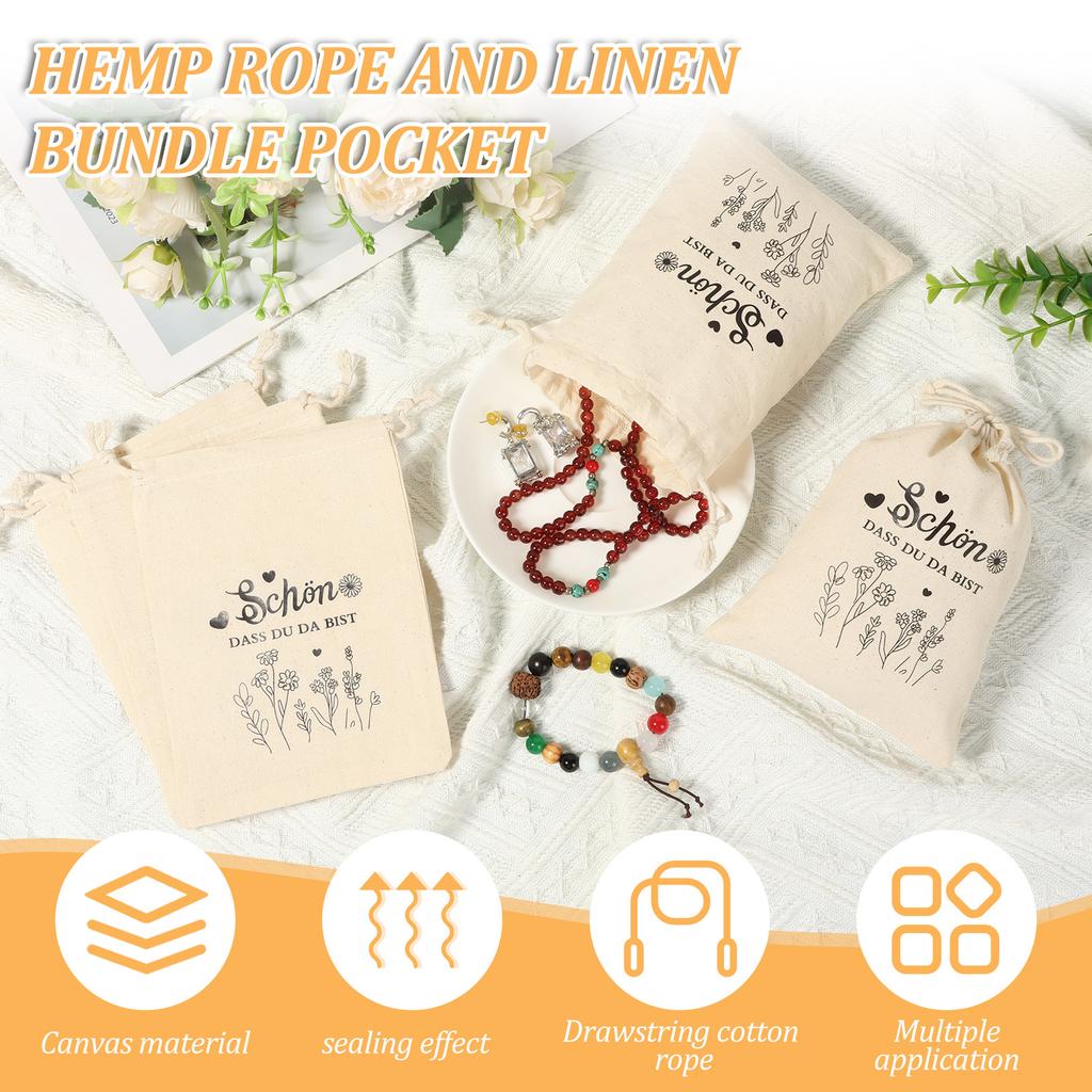 20Pcs Fabric Bag with Drawstring 5 X 7 Inch Small Canvas Packaging Bag for Wedding Birthday Thanksgiving