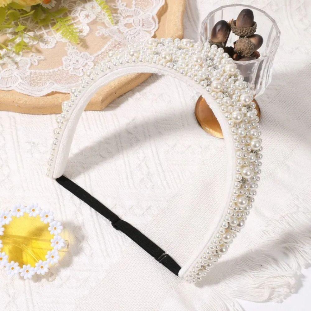 Elastic Straps Pearl Headband Rhinestone Hair Accessory Luxury Women Hair Jewelry  Party