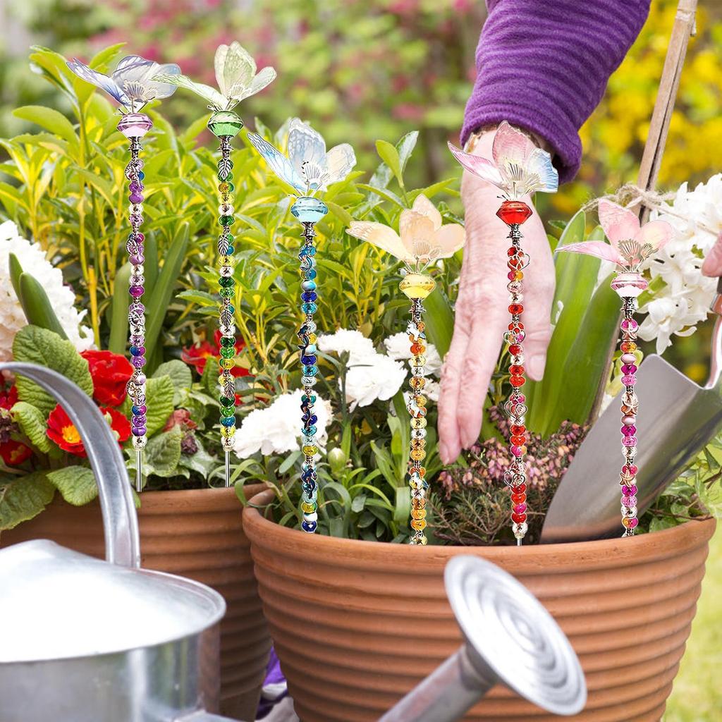 Fairy Butterfly Wand Plant Stake Set Suitable for Different Festivals Garden Stakes Outdoor Decorative Beaded Items Garden Tool