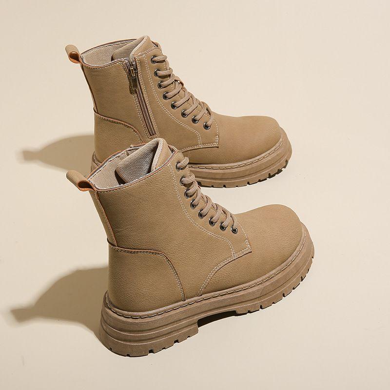 Lace-up Round Toe Ankle Boots for Women Spring Autumn Platform Woman Short Shoes Comfortable and Elegant Chic New In Y2k Booties