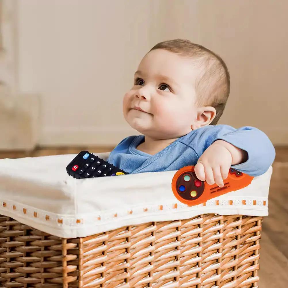 Non-Toxic Baby Silicone Teether Toys Remote Control Shape Teether Rodent Gum Pain Relief Teething Toy Kids Sensory Educational Healthcare