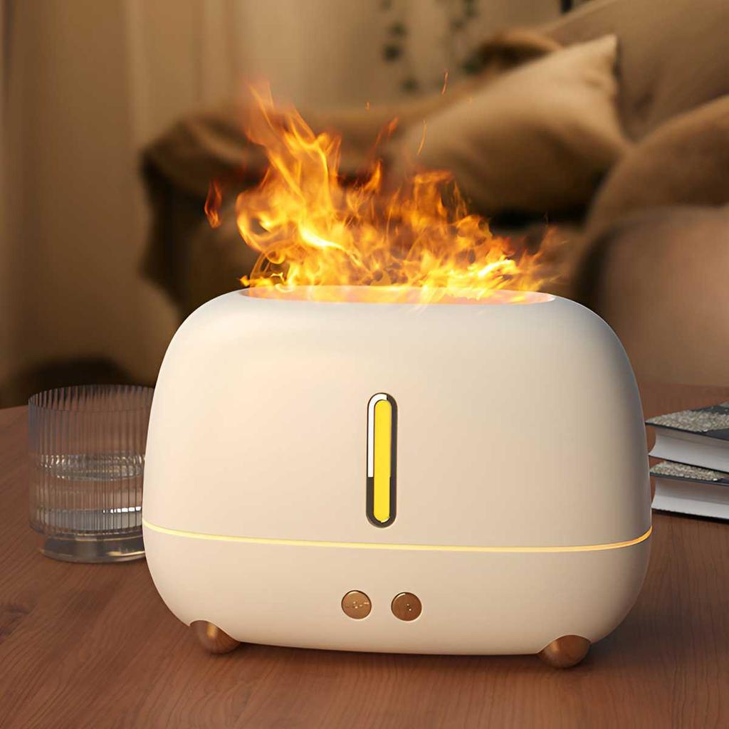 Neuer Simulationsflammen-Luftbefeuchter Aromatherapie-Maschine Bunte Flamme USB-Atmosphärenlicht für Zuhause und Büro Befeuchtender Diffusor