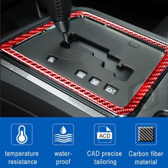 For Dodge Challenger 2008-2014 Red Carbon Fiber Gear Shift Frame Cover Trim